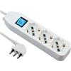 Electraline 62090 Multipresa tripla 3 posti polivalenti (schuko + 10/16A) con interruttore - cavo 3 m bianco