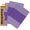 Décopatch C488O - 1 BUSTA da 3 fogli di carta stampata 30x40 cm, Cotone, pois, a righe viola
