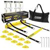 POWER GUIDANCE Scaletta Allenamento Calcio kit Agilità per Calcio Esercizio velocità Fitness 6M con 12 Plastica Piolos Picchetti di Terra Borsa per Il Trasporto e 10 Agility Disc Cone