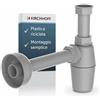 Kirchhoff 98803049 Siphon Eco Save 98803049-Scarico, plastica Riciclata, lavelli e lavabi, sifone a Tazza, Tubo di Scarico, Grigio