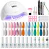 RSTYLE Kit Smalto Semipermanente Completo, 16 Colori Kit Smalti Gel per Unghie con 168w UV/LED Lampada Professionale Soak Off Strumenti per Manicure Primavera Coloris Blu Rosa