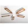 Pepeo Ventilatore da soffitto Kisa Deluxe bianco senza luce - ala quercia/noce con interruttore a tirare incluso