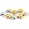 Nacnic Set di 8 pomelli in ceramica di colore bianco e giallo, dipinti a mano con diversi disegni. Maniglie artigianali per armadi, cassetti, cassettiere e appendiabiti. Pomelli classici da 40 mm di diametro
