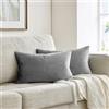 GIGIZAZA Set di 2, Velluto Lusso Cuscino Copre Caso 30 x 50 cm Morbido Soild Decorativo Quadrato Federa Cuscino Set Custodia per Divano Letto Auto,Grigio scuro