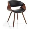 Oresteluchetta Sedia Callum Dark Wood, pu Leather, Nero, H.73 x L.54 x P.52