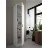 Dmora - Armadio Multiuso 1 Anta Clearwater, Mobile ausiliario, Guardaroba Porta Scarpe con Ripiani, Scarpiera Verticale, 37x37h180 cm, Bianco