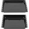 ICQN Set di teglie, 465 x 370 x 30 e 60 mm, adatto per Bosch Neff Constructa, 2 padelle smaltate per forno, antigraffio e senza rose, 46,5 x 37 x 3 e 6 cm