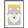 Artze Wall Art Wolf Sketch Style - Poster per cameretta dei bambini, 50 cm di larghezza x 70 cm, colore: Giallo