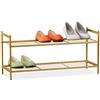 Relaxdays Scarpiera 2 Ripiani in Metallo, 6 Paia di Scarpe, 33,5 x 69,5 x 26 cm, Scaffale Ingresso Salvaspazio, Oro