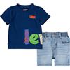 Levi's Lvb Doodle Logo Tee & Short Set Bimbo, Estate Blue, 6 Mesi