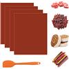Yiomxhi 4 Pezzi Fogli Disidratatore in Silicone, Tappetini Disidratatore per Alimenti Rriutilizzabili Antiaderenti, Cottura a Vapore Stuoia per Essiccatore di Frutta Quadrati con Raschietto (Marrone)