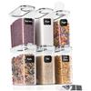 GoMaihe Contenitori Alimentari per Cereali Set 6×2.5L - Contenitori Ermetici Alimentari Plastica con Coperchio per Alimenti Set - Utilizzato per la Conservazione di Cereali, Muesli, Farina