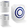 BeiLan Kit elettronico per campanello senza fili con 1 ricevitore plug-in e 2 sensori PIR Motion Detector 3 Livelli di volume e 38 suonerie intelligenti Suoneria di sicurezza per campanello elettrico