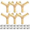 Bwintech 6 Pezzi Raccordi portagomma, 6 mm 3 vie a Y in ottone connettore a portagomma con 18 morsetti
