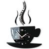 FLEXISTYLE Orologio da parete da cucina tazza LA TAZZINA Tempo per il caffè nera silenzioso moderno per bar 3 d decorativo (nero)