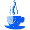 FLEXISTYLE Orologio da parete da cucina tazza LA TAZZINA Tempo per il caffè nera silenzioso moderno per bar 3 d decorativo (blu)