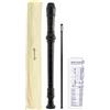 World Rhythm WR-806 Flauto Dolce per Scuola, Flauto Soprano in tre Pezzi, con Scovolino per Pulizia, Tabella per Diteggiatura e Custodia, Nero