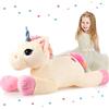 Skylety 32 Pollici Peluche Unicorno Gigante Giocattoli Animali di Peluche Unicorno Beige Cuscino in Peluche Oversize Bambola Morbida Grande per Decorazioni di Compleanno Unicorno