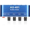 Yunseity Mini mixer audio - 4 in 1 Out, jack da 3,5 mm per PC, cellulare e laptop, regolazione del volume e sub-mixer da palco