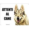 Lovelytiles LUPO CECOSLOVACCO attenti al cane mod 2 TARGA cartello IN METALLO (20X30)