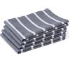 Encasa XO Asciugamani da cucina 28x18 in 70x45 cm (set di 4) Finitura antibatterica, cotone altamente assorbente per la pulizia e asciugatura rapida dei piatti - Roma Stripes grigi