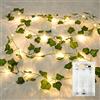Bigzom Ghirlanda di edera artificiale Luci a corda 2m 20 LED, Lucine con foglie Ghirlanda Piante pendenti per interni, Camera da letto, Matrimonio, Decorazione per feste, 1 pezzo