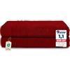 Komfortec Set 2 Teli Sauna 80x200 cm, Spugna 100% Cotone, Rosso