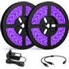 Onforu Striscia LED UV da 20 m, striscia luminosa nera con alimentatore, 12 V, flessibile, 1200 LED, autoadesiva, 2835, striscia luminosa per feste, bar, colori neon, club, discoteca, decorazione