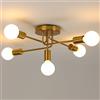 AUA Lampadario Industriale, 5 Luci E27 Plafoniera Sputnik Vintage, Lampada da Soffitto Oro Regolabile in Metallo, Adatto per Soggiorno Camera da Letto Loft Cucina