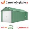 notek Box in Acciaio Zincato Casetta da Giardino in Lamiera Box Auto 3.60 x 9.12 m x h3.07 m - 655 KG - 32.9 metri quadri - VERDE