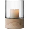 LSA International LW24 Lotta, Porta Candele Trasparente con Base in Frassino, Altezza: 22.5 cm