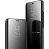 Jacyren Custodia a libro per Samsung Galaxy S7 Edge, in pelle, a specchio, custodia protettiva per smartphone S7, rigida, 360 °, in PC traslucido, con funzione leggio, colore: nero