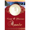 Afie Biglietto di auguri con ramo di agrifoglio dorato con busta di Natale foresta sotto la neve paesaggio invernale montagna rosso bordeaux tradizionale auguri 61-4070-B