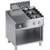 Ristoattrezzature Modello: 112180021702016,Cucina a gas 2 fuochi con fiamma pilota e piastra di cottura in ghisa 20.7 kW 80x70x85h cm