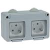FAMATEL m115760 - Base doppia presa di terra laterale impermeabile 16 A