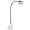 ledscom.de Lampada da presa/lampada da lettura LESCH, a collo d'oca, cromo/bianco, 1x GU10 max. 10W, regolabile, braccio luminoso, interruttore a levetta, facile installazione, luce a spina, faretto