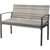 EuroGarden Panchina da esterno eurogarden spring con cuscino in metallo e pe rattan grigio 115x60x87 cm