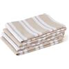 Encasa XO Asciugamani da cucina 28x18 in 70x45 cm (set di 4) Finitura antibatterica, cotone altamente assorbente per la pulizia e asciugatura rapida dei piatti - Franca Righe Beige