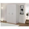 Dmora Armadio a 3 Ante battenti, Bianco Opaco, con Tubo Appendiabiti, cm 135x 53 x h202