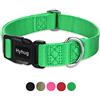 Hyhug Tinta unita Classico regolare Collo pesante per cani di taglia media di taglia piccola, regolazione del design unica. Scivolo in triglide (fibbia). (Grande L, Verde lime)