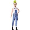 Barbie Fashionista, Bambola con Salopette Blu a Pois, Giocattolo per Bambini 3+ anni, FXL57