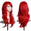 YEESHEDO 28 pollici 70 cm Parrucca Cosplay Delle Donne, Parrucche Lunghe Capelli Ondulati Ricci Con Frangia Per Festa Anime Costume Halloween Rosso
