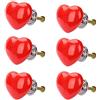 POFET, 6 pomelli a forma di stella marina per cassetti e armadietti, maniglie per porte in ceramica, per mobili da cucina, armadio, camera dei bambini, rosso