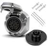 Qiping Kit Presa Rimorchio 13 Pin Metallo, Inclusa Guarnizione Impermeabile, Fascetta Cavi, Vite di Fissaggio - Alluminio Pressofuso, Universale per Veicoli 12v