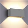 ZIKEY 24W LED Moderno Applique da Parete, Interno/Esterno Lampada da Parete Angolo del Fascio Regolabile, Bianco Caldo 3000K Applique Muro IP65 Impermeabile, Grigio