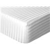 Sleepdown Lenzuolo con angoli di qualità alberghiera, in 100% cotone satinato a righe, caldo e traspirante, super morbido, facile da pulire, con tasche extra profonde da 32 cm, bianco, per letto