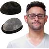 Lordhair Protesi Capelli Uomo, Pelle Super Sottile da 0,03 mm Tutti con loop a V Parrucca da Uomo per Sistema Capillare da 8x10 Pollici Dimensione Della Base