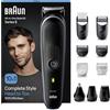 Braun REGOLABARBA UOMO, Tagliacapelli Uomo, Rasoio Elettrico Barba e Capelli, 10-In-1 Styling Kit per Barba, Capelli, Corpo, Naso e Orecchie, 100 Minuti Di Utilizzo Senza Fili, Idea Regalo, MGK5445