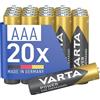 VARTA Batterie AAA, confezione da 20, pile Power on Demand, Alcaline, 1,5V, pacco di stoccaggio, per accessori computer, dispositivi Smart Home, Made in Germany [Esclusivo su Amazon]