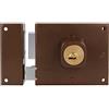 Amig - Serratura Sovrapposizione Sinistra Mod. 72 - Con leva, linguetta e maniglia - Sicurezza migliorata con cilindro rotondo, per porte in legno, marrone, 100 x 85 mm